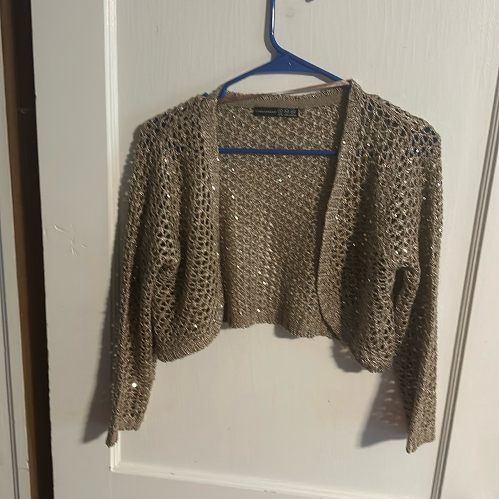 Beige Sequin Bolero